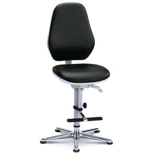 Pracovné antistatické ESD stoličky Bimos 9143 a 9146 s podnožkou, klzáky, čierna