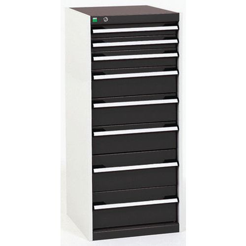 Dielenské zásuvkové skrine Bott Cubio, 120 x 52,5 x 52,5-65 cm, 8 zásuviek