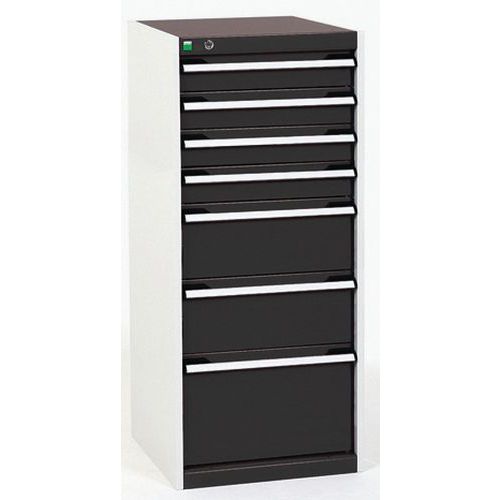 Dielenské zásuvkové skrine Bott Cubio, 120 x 52,5 x 52,5-65 cm, 7 zásuviek
