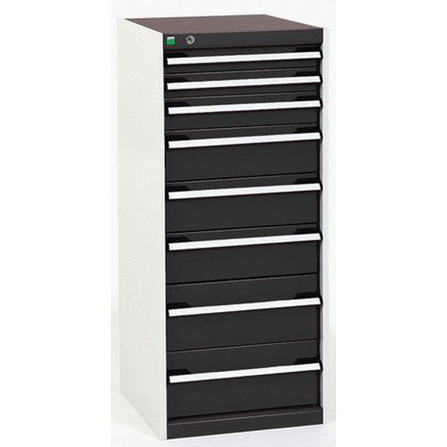 Dielenské zásuvkové skrine Bott Cubio, 120 x 52,5 x 52,5-65 cm, 8 zásuviek
