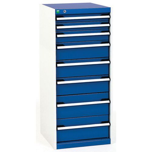 Dielenské zásuvkové skrine Bott Cubio, 120 x 52,5 x 52,5-65 cm, 8 zásuviek