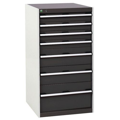 Dielenské zásuvkové skrine Bott Cubio, 120 x 65 x 52,5-75 cm, 7 zásuviek