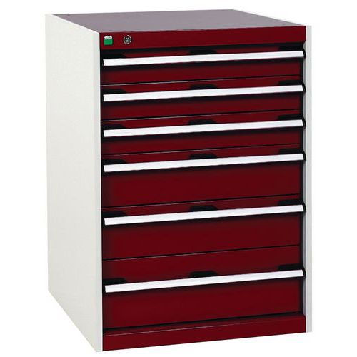 Dielenské zásuvkové skrine Bott Cubio, 90 x 65 x 52,5-75 cm, 6 zásuviek