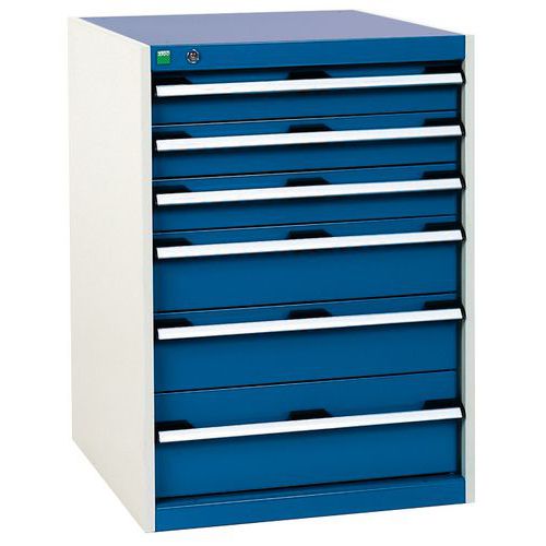 Dielenské zásuvkové skrine Bott Cubio, 90 x 65 x 52,5-75 cm, 6 zásuviek