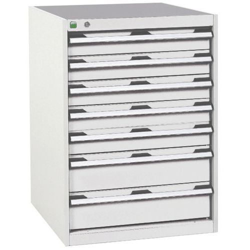 Dielenské zásuvkové skrine Bott Cubio, 90 x 65 x 52,5-75 cm, 7 zásuviek