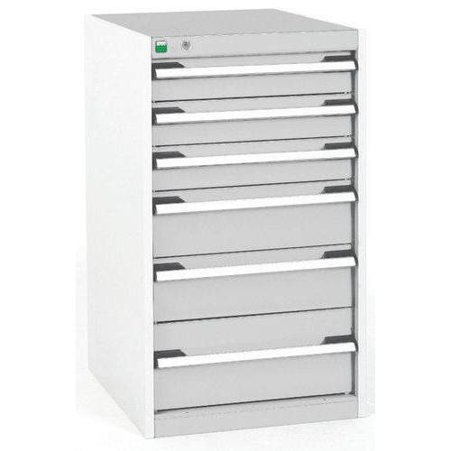 Dielenské zásuvkové skrine Bott Cubio, 90 x 52,5 x 52,5-65 cm, 6 zásuviek