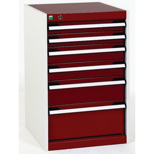 Dielenské zásuvkové skrine Bott Cubio, 80 x 52,5 x 52,5-65 cm, 6 zásuviek