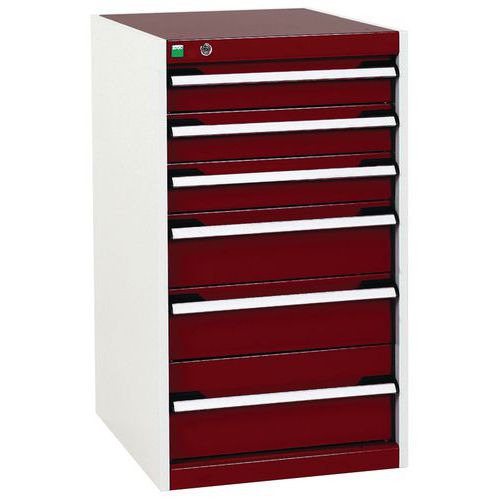 Dielenské zásuvkové skrine Bott Cubio, 90 x 52,5 x 52,5-65 cm, 6 zásuviek