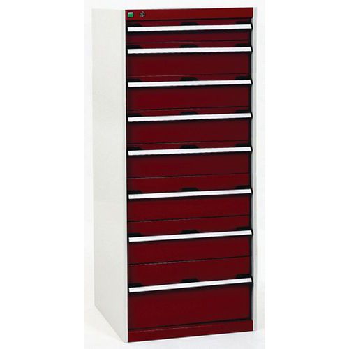 Dielenské zásuvkové skrine Bott Cubio, 160 x 65 x 52,5-75 cm, 9 zásuviek