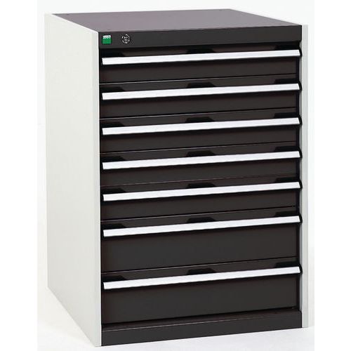Dielenské zásuvkové skrine Bott Cubio, 90 x 65 x 52,5-75 cm, 7 zásuviek