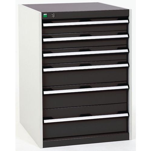 Dielenské zásuvkové skrine Bott Cubio, 90 x 65 x 52,5-75 cm, 6 zásuviek