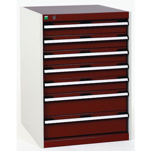 Dielenské zásuvkové skrine Bott Cubio, 90 x 65 x 52,5-75 cm, 7 zásuviek