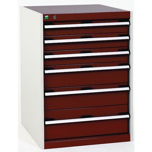 Dielenské zásuvkové skrine Bott Cubio, 90 x 65 x 52,5-75 cm, 6 zásuviek