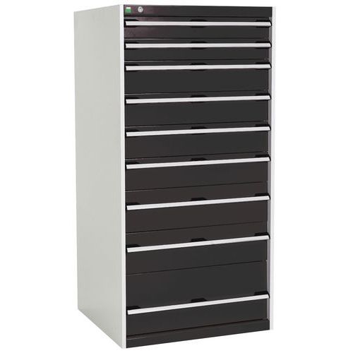 Dielenské zásuvkové skrine Bott Cubio, 160 x 80 x 52,5-75 cm, 9 zásuviek