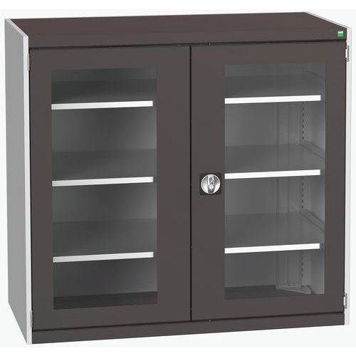 Dielenské skrine s priehľadnými dverami Bott Cubio, výška 120 cm