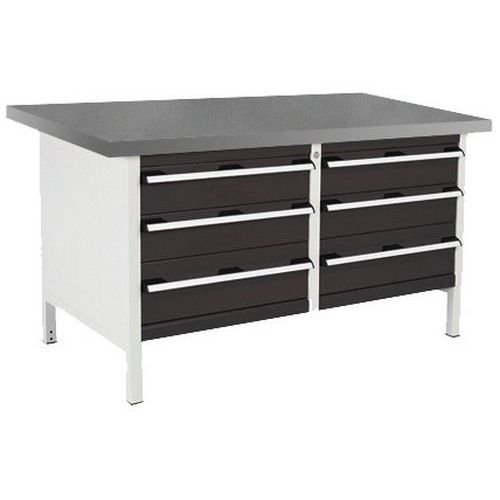 Dielenský stôl Bott Cubio Storage, 84 x 150 x 75 cm, 6 zásuviek, linoleum/multiplex