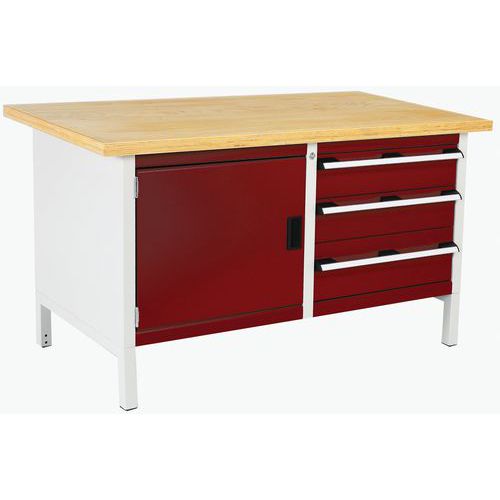 Dielenský stôl Bott Cubio Storage, 84 x 150 x 75 cm, 3 zásuvky, skrinka, linoleum/multiplex