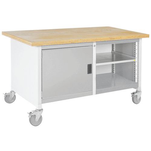 Mobilný dielenský stôl Bott Cubio Storage, 84 x 150 x 75 cm, skrinka, otvorený priestor s policou