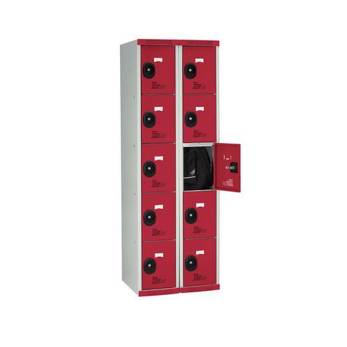 Zvárané šatníky Acial, 2 stĺpce, 10 boxov, 300 mm, cylindrický zámok Zvárané šatníky Acial, 2 stĺpce, 10 boxov, 300 mm, cylindrický zámok