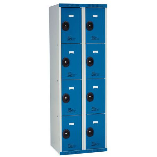 Zvárané šatníky Acial, 2 stĺpce, 8 boxov, 300 mm, cylindrický zámok Zvárané šatníky Acial, 2 stĺpce, 8 boxov, 300 mm, cylindrický zámok