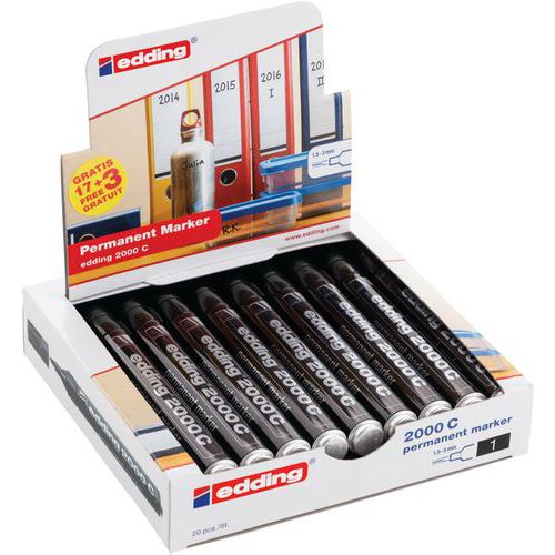Permanentné popisovače Edding 2000 C čierny, Eco Pack