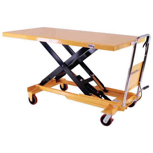 Mobilný hydraulický zdvíhací stôl, do 500 kg, doska 160 x 81 cm