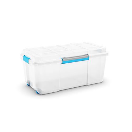 Plastové úložné boxy s vekom na klipsu, priehľadné