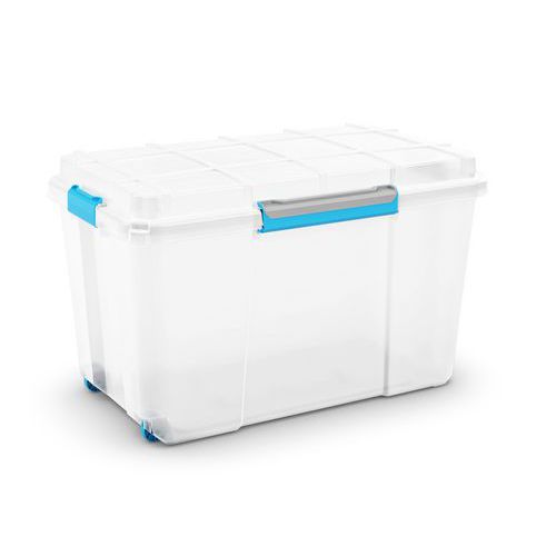 Plastové úložné boxy s vekom na klipsu, priehľadné