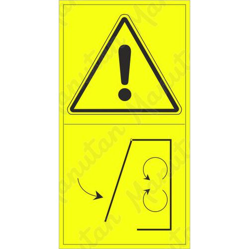 Výstražné tabuľky – Výstraha, neodstraňuj kryt, pokiaľ je stroj v chode