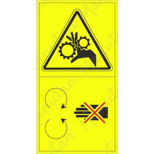 Výstražné tabuľky – Výstraha, nesiahaj do tohto priestoru, točiace sa časti
