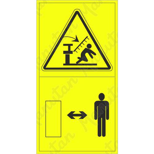 Výstražné tabuľky – Výstraha, možnosť zranenia pri sklopení sádzacieho stroja