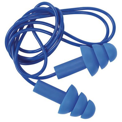 Vrúbkované zátky do uší Manutan Expert so šnúrkou, útlm 29 dB, 100 párov Vrúbkované zátky do uší Manutan Expert so šnúrkou, útlm 29 dB, 100 párov