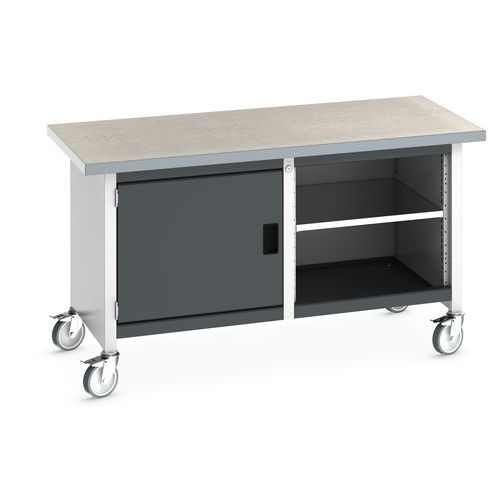 Mobilný dielenský stôl Bott Cubio Storage, 84 x 150 x 75 cm, skrinka, otvorený priestor s policou