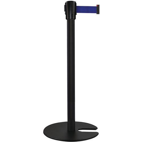 Vymedzovacie stĺpiky s pásom Manutan Expert Black One, stohovateľná základňa, 5 m