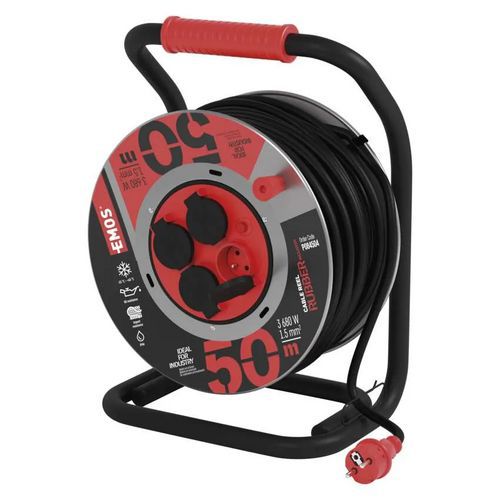 Vonkajšie predlžovacie káble na bubne, 4 zásuvky, guma – neoprén, 1,5 mm2
