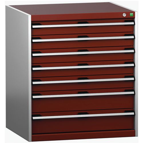 Dielenské zásuvkové skrine Bott Cubio 200, 90 x 80 x 65-75 cm, 7 zásuviek