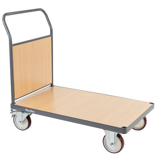 Plošinové vozíky s držadlom s drevenou výplňou Manutan Expert, do 500 kg, PU kolesá
