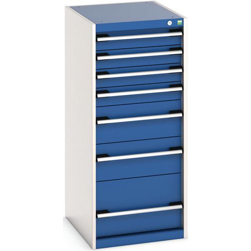 Dielenské zásuvkové skrine Bott Cubio, 120 x 52,5 x 52,5-65 cm, 7 zásuviek