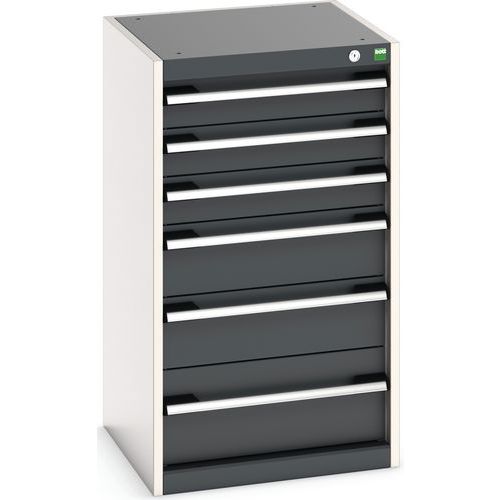 Dielenské zásuvkové skrine Bott Cubio, 90 x 52,5 x 52,5-65 cm, 6 zásuviek