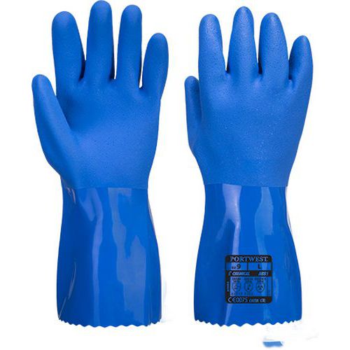 Modré PVC Chem rukavice, modrá
