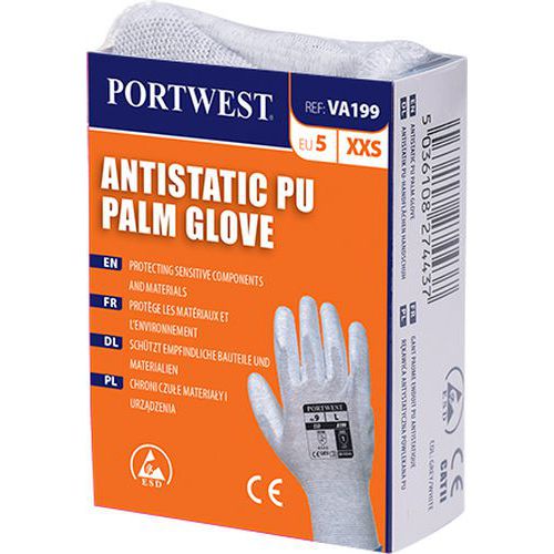 Automatové antistatické PU rukavice, sivá