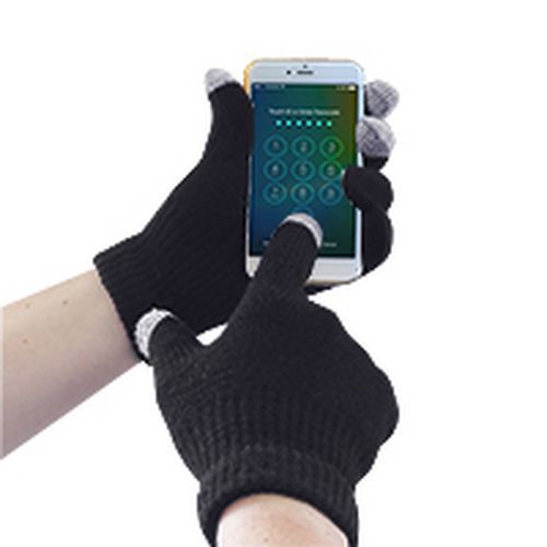 Pletené rukavica Touchscreen, čierna