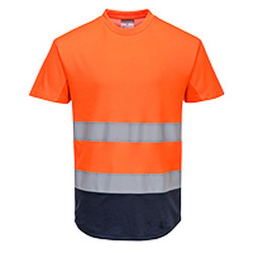 Dvojfarebné Mesh tričko, modrá/oranžová