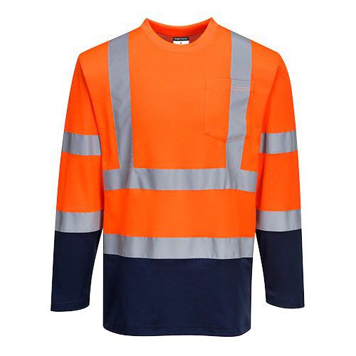 Dvojfarebné Cotton Comfort tričko s dlhým rukávom, modrá/oranžová