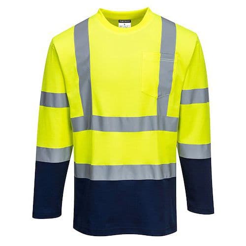 Dvojfarebné Cotton Comfort tričko s dlhým rukávom, modrá/žltá