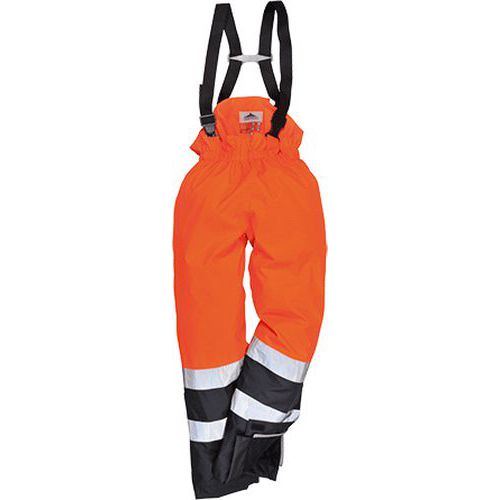 Nehorľavé nohavice na traky Bizflame Hi-Vis Multi-Protection, modrá/oranžová