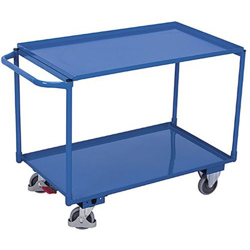 Policové vozíky, 2 kovové police s vyvýšenou hranou, do 250 kg, 117 x 61 x 84,5 cm Policové vozíky, 2 kovové police s vyvýšenou hranou, do 250 kg, 117 x 61 x 84,5 cm