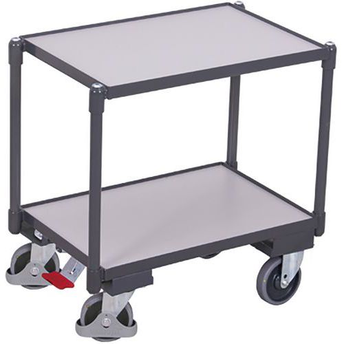 Policový vozík Euro systém dolly ESD, 2 police, 10mm hrana, 67,5 x 41,5 x 66,5 cm, sivý