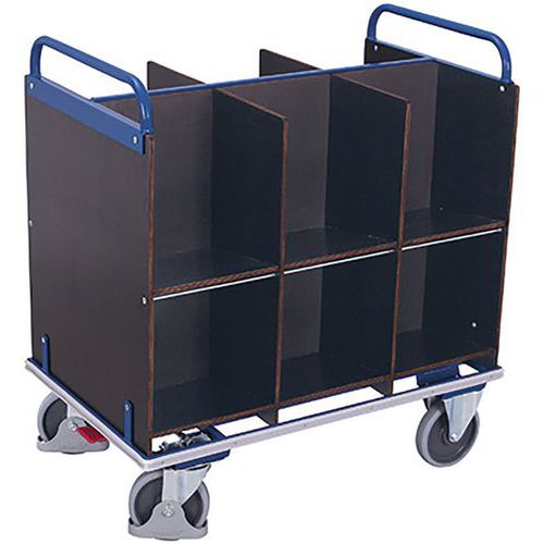 Vozíky na dokumenty, 12 priehradiek, do 400 kg, 110,5 x 70 x 118,5 cm