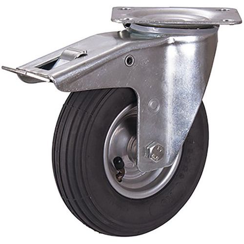 Nafukovacie pojazdové kolesá s prírubou, priemer 150 - 230 mm, valčekové ložisko, otočné s brzdou